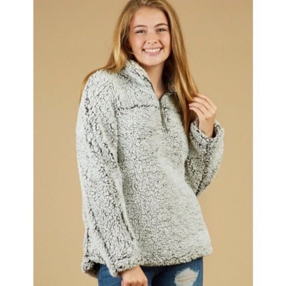 Altar’d‎ State charcoal frosted wubby teddy 1/4 Zip fleece jacket Size Large - Picture 1 of 11